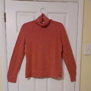 TSE Sz L (Fits More Like A Medium) Warm Coral Turtleneck Cashmere Sweater